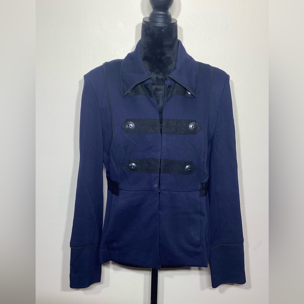 CAbi Navy Blue in the Band Button Jacket Size Medium